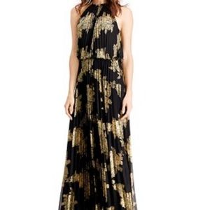 MSK
Metallic-Print Pleated Blouson Gown